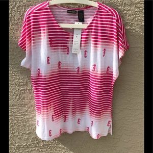 💚SARA STUDIO CASUAL TOP W/ SEAHORSES SIZE S (XL)